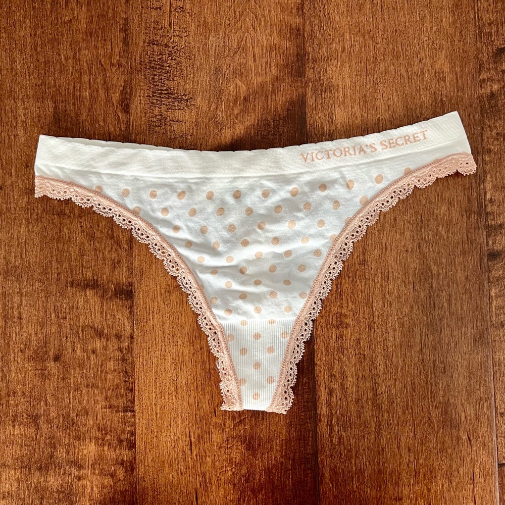 NWOT RARE VTG 2010s Victorias Secret sexy nylon polka dot thong panty Medium